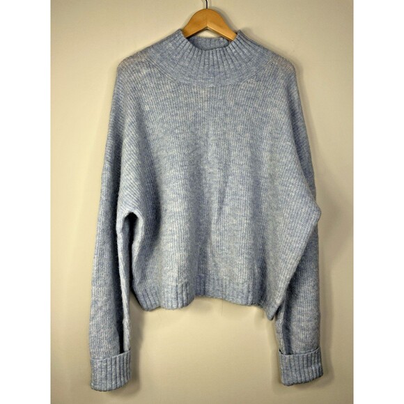 Sweaters - Los Angeles Atelier Women Alpaca Wool Blue Sweater Long Sleeve Mock Neck Sz L